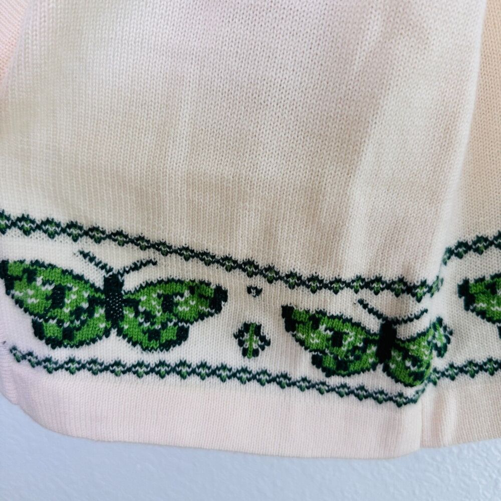 Sky Brand Cardigan Womens Small Wool Butterfly Trim Knit Belted Sweater Y2K NEW - Picture 7 of 12